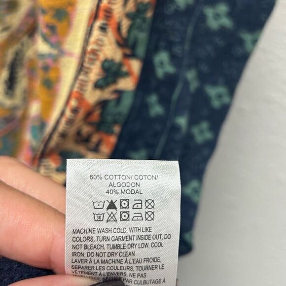 Lucky Brand Mandala Card Blue Persian Print Boho T Shirt Women’s Size 1X - Picture 7 of 14